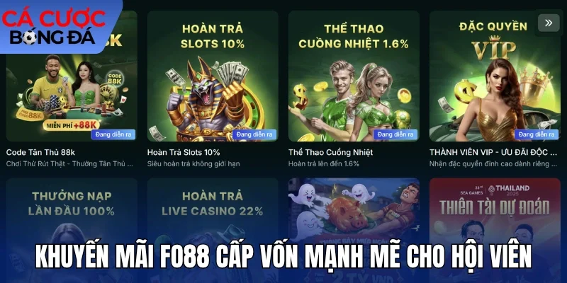 Khuyến mãi Fo88 cấp vốn mạnh mẽ cho hội viên