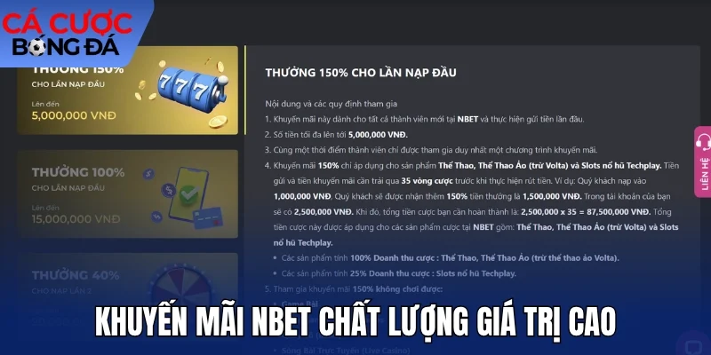Khuyến mãi Nbet chất lượng giá trị cao